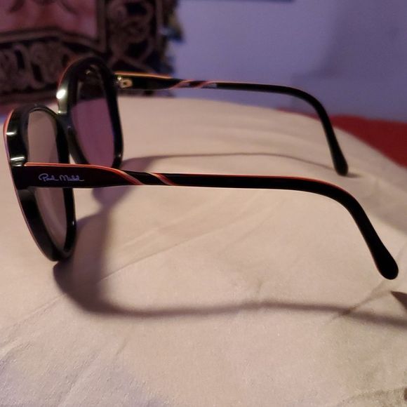 Vintage Paul Michel Overdized Cats Eye Sunglasses Black Peach Tan Sterling Optic - Picture 2 of 11